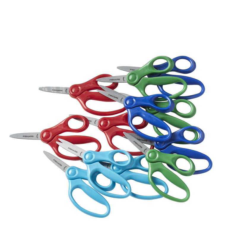 Fiskars 5 Inch Pointed Tip Kids Scissors Classroom Pack Caddy, Pack of 24