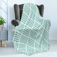 thumbnail image 4 of Aqua Soft Flannel Fleece Blanket, Diagonal Parallel Lines in Different Directions Retro Modern Style Geometrical, Cozy Plush for Indoor and Outdoor Use, 50" x 70", Mint Green White, by Ambesonne, 4 of 5