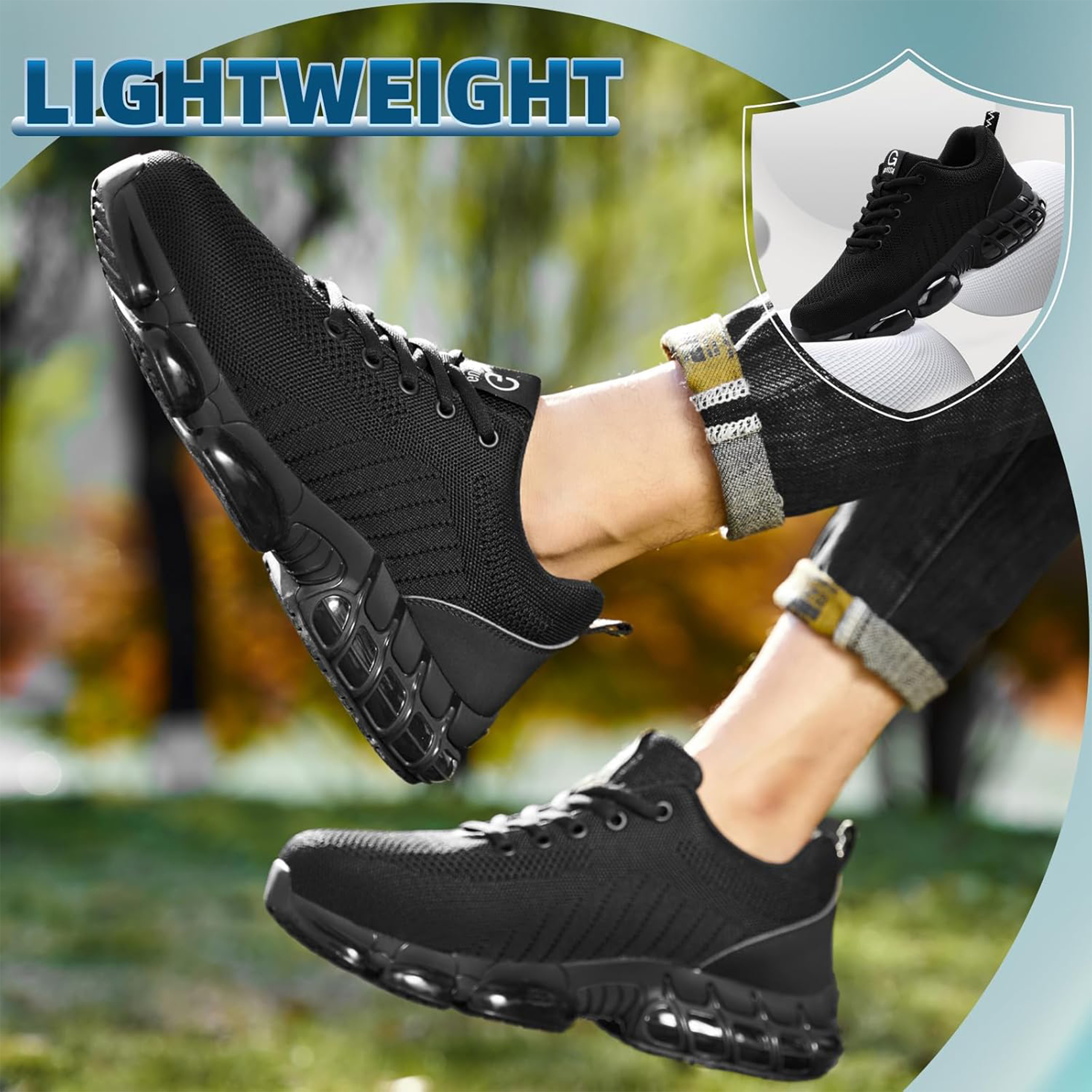 XQJ Steel Toe Work Shoes Lightweight Safety Sneakers photo 6