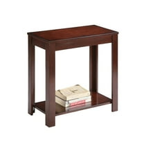 JERFIT 24 Inch End Table with Shelf, Traditional Nightstand for Living Room, Solid Wood Side Table, Espresso Brown Finish