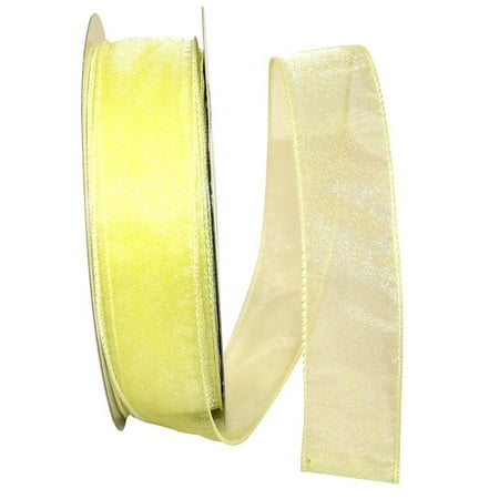 UPC: 0840108865428 | Jam Paper Sheer Wired Ribbon  1 1/2 Inches X 50 Yards  Maize Yellow  1/Pack