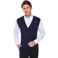 thumbnail image 4 of Purcoar Men's V-Neck Button Front Sweater Vest Twist Cable Knitwear Cardigan, 4 of 6