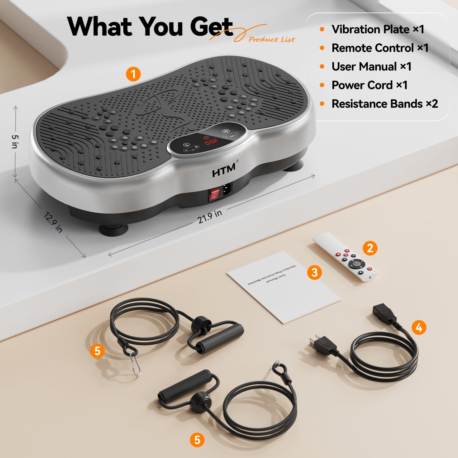 Anqdy Vibrating Platform Exercise Machine Wellness-Focused with Resistance Bands