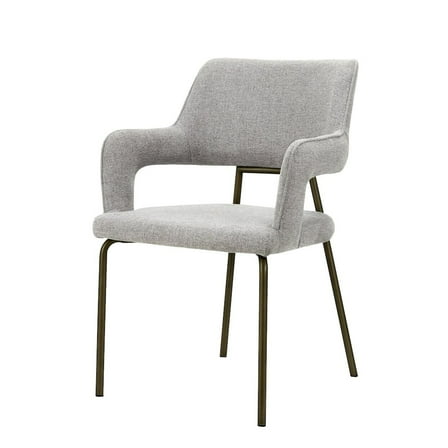 Modrest Childers - Modern Grey Fabric   Antique Brass Dining Chair