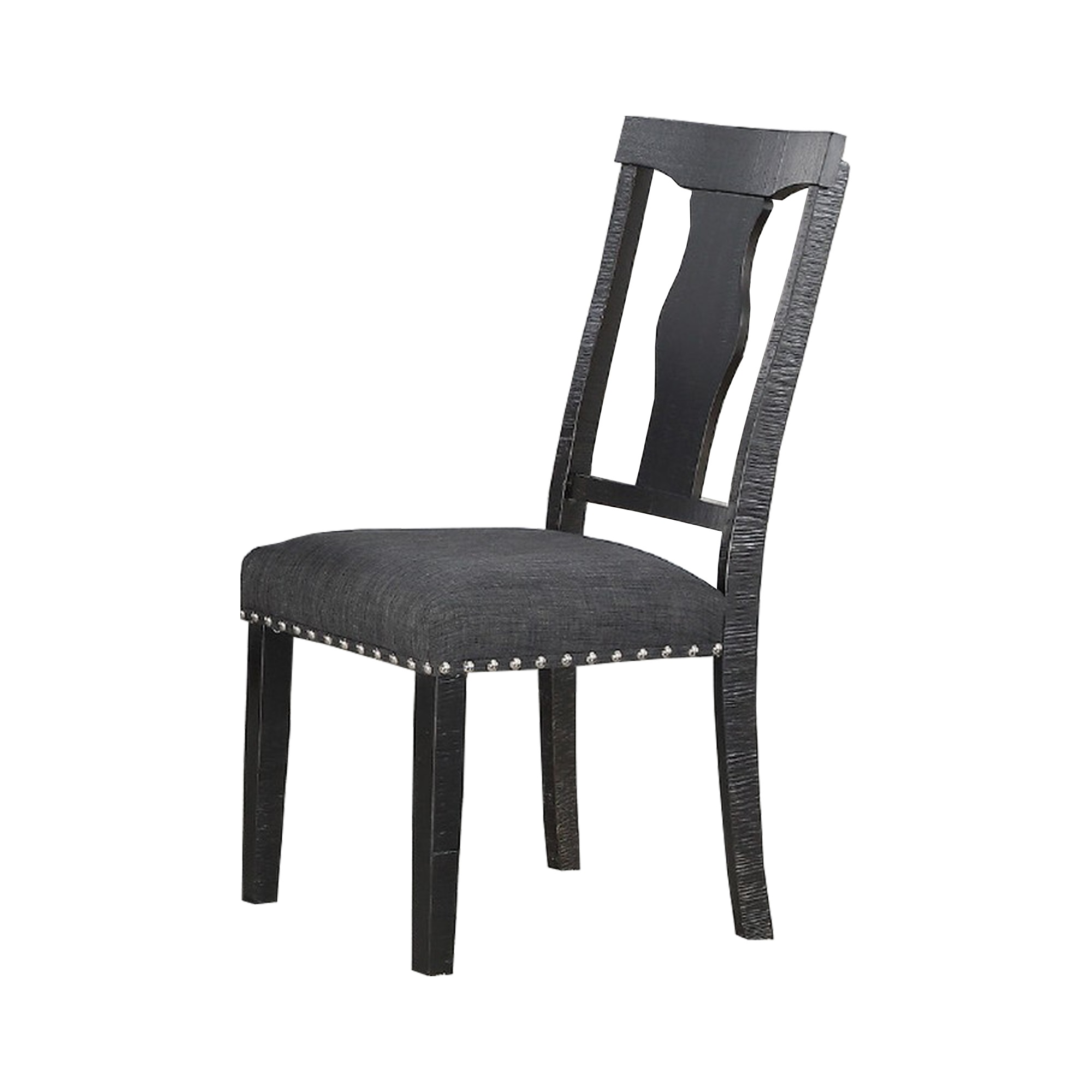 Wooden Dining Chair with Cut Out Design Open Back, Set of 2, Black
