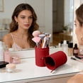 thumbnail image 5 of LBGAJGS Makeup Brush Storage Bucket, Portable PU Leather Cosmetic Brush Holder, Waterproof Dustproof Organizer for Vanity Desk and Travel, 5 of 7