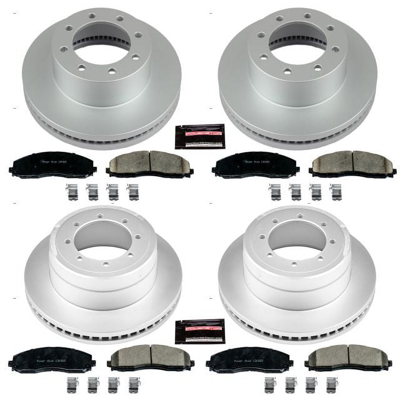 PowerStop Front and Rear Geomet Coated Brake Rotor and Pad Kit Fits: FORD Select Models CRK6404