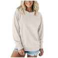 thumbnail image 5 of Womens Business Casual Tops Women's Solid Color Sweatshirt Ribbed Pocket Pullover Sweatshirt For Women Loose Fit Long Sleeve Top Autumn And Winter, 5 of 5