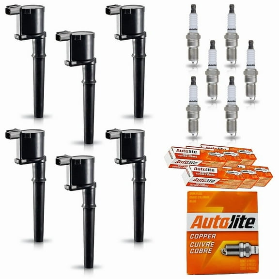 Set of 6 ISA Ignition Coils and 6 Autolite Spark Plugs for 2001-2006 Ford Escape & Mazda Tribute 3.0L Replacement for FD502