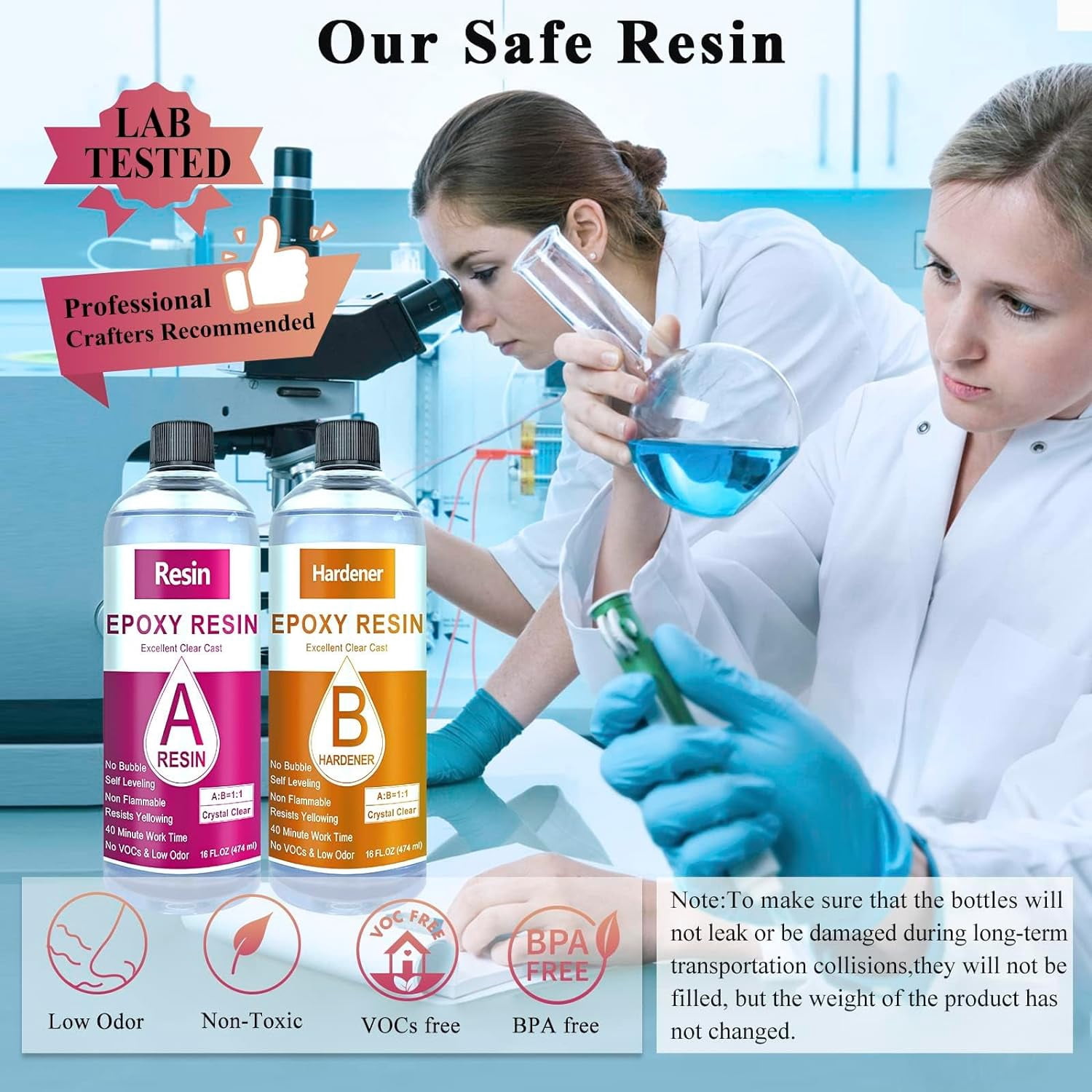 Epoxy Resin, 32OZ Epoxy Resin Crystal Clear, Not-Yellowing No-Bubble, Self Leveling Easy Pour/Mix 1:1 Casting Kit & Coating for DIY Jewelry Making, Art Resina Clear Crafts, Molds, River Tables