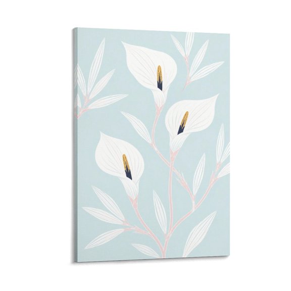 BCIIG White Calla Lily Light Blue Background Botanical Seamless Pattern Tapestry, Polyester Vertical Print Wall Hanging Tapesties for Bedroom Dorm Living Room, Aesthetic Home Decor for Adults And Fa