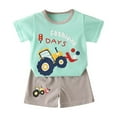 thumbnail image 1 of Odeerbi 6M-6Y Niños Niñas Trajes de Verano Excavadora Camión Impreso Algodón Manga Corta Camiseta Pantalones Cortos Conjunto de Dos Piezas Cintura Elástica, 1 of 5