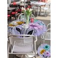 thumbnail image 5 of Outdoor Tablecloth with Umbrella Hole for Patio/Picnic/Party/Camping, Purple Rustic Farmhouse Waterproof Table Cloth Round Cover Washable, Country Turquoise Floral Daisy (Dia 54"), 5 of 9