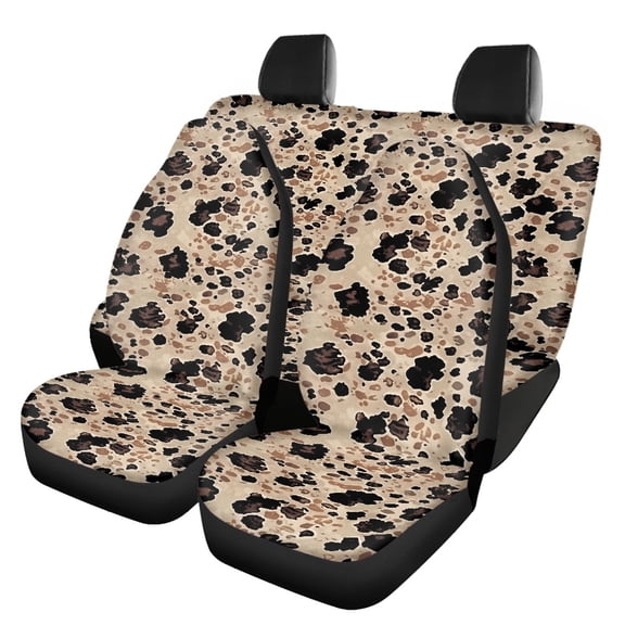 Psesaysky Beige Spotted Animal Print Car Seat Covers Full Set Interior Decor Seat Protection Cover Easy to Install Durable All Season Fit Fit for Cars Sedans
