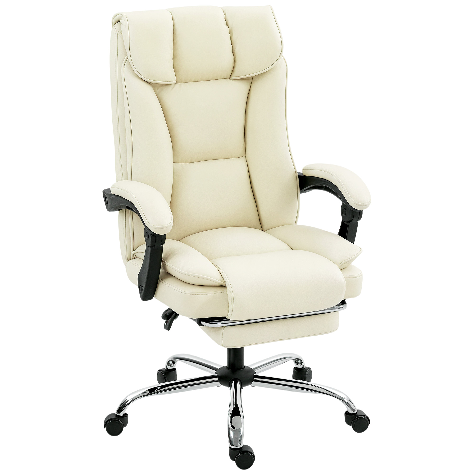 CoSoTower Executive Office Chair, Pet-Friendly Leather Ergonomic Desk Chair with Footrest, Swivel Recliner, Beige