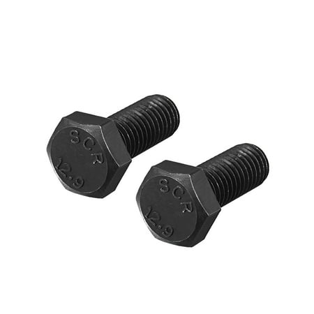 M12x30mm Hex Bolts Left Hand Grade 12.9 Carbon Steel Black 2 Pack