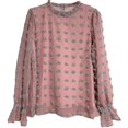 thumbnail image 4 of Blusa de gasa para mujer Camisas de cuello con volantes de manga larga Tops casuales de otoño, 4 of 4