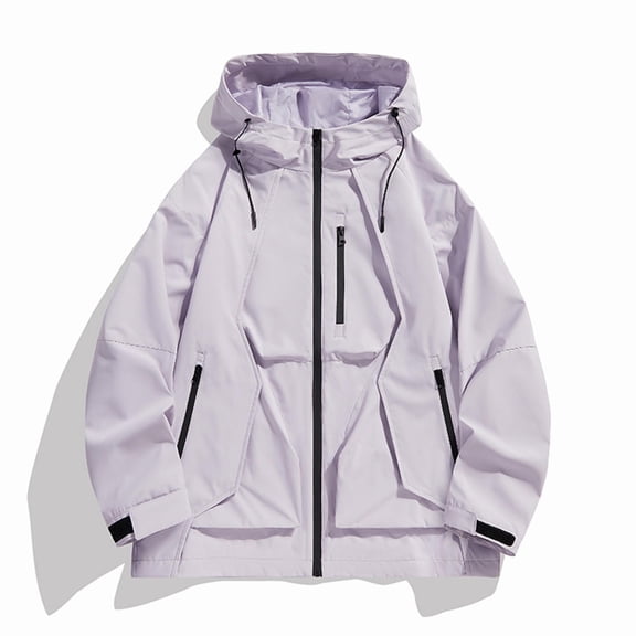 Mens Big &Tall Jackets Plus Size M-6XL with Hood Pockets Waterproof Windbreaker Rain Coats Casual Zip-Up Lightweight Hiking Outerwear Jacket Clearance