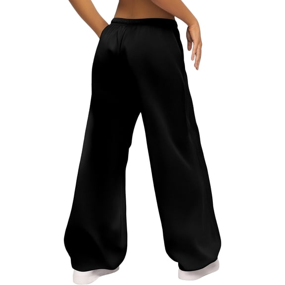 Yuanlong Womens Wide Leg Sweatpants Casual Low Rise Drawstring Elastic Waistband Pants Comfortable Everyday Wear Trousers