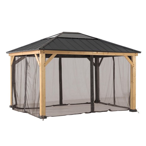 Sunjoy Moustiquaire universelle pour gazebos à ossature de bois de 11 pi × 13 pi