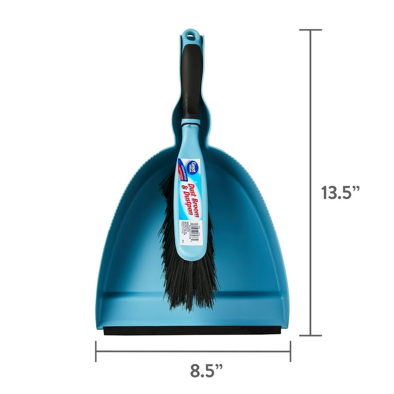 Great Value Plastic Dust Broom and Pan Set, Blue photo 6