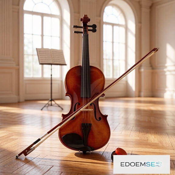 EDOEMSE Acoustic Violin Set 4/4 Full Size Basswood Construction Blacked Wood Fittings Violin Case Bow and Rosin Included