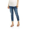 Maternity, Over Belly Seamless Banded, Destructed Raw Edge Cropped Denim Jeans