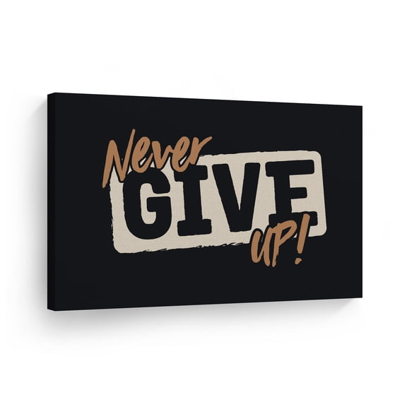 Smile Art Design Never Give Up! Modern Lettering Inspiring Motivational Canvas Wall Art Inspirational Wall Art Entrepreneur Quote Canvas Print Modern Office Decor Artwork Gift 30x40