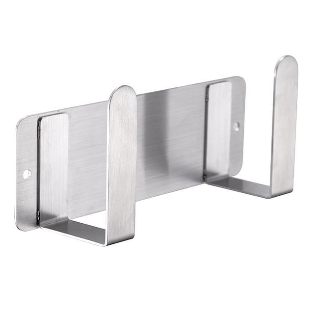 Soporte para tapas de ollas sin perforaciones, de acero inoxidable, para montar en la pared, resistente, extraíble y con drenaje (plateado)