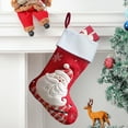 thumbnail image 4 of AuroraX Cute Knitted Christmas Stockings Large Red Classic Farmhouse Embroidered Reindeer and Snowman Stockings Hanging 15" Candy Stocking Bag for Xmas Decor(Red), 4 of 6