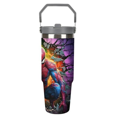 

S_pider-Man Anime 30oz Stainless Steel Vacuum Insulated Tumbler with Lid And Straw for Water Insulated Water Bottle Fits in Any Car Cup Holders Double Wall Insulated Tumbler Leakproof Travel Tumbler