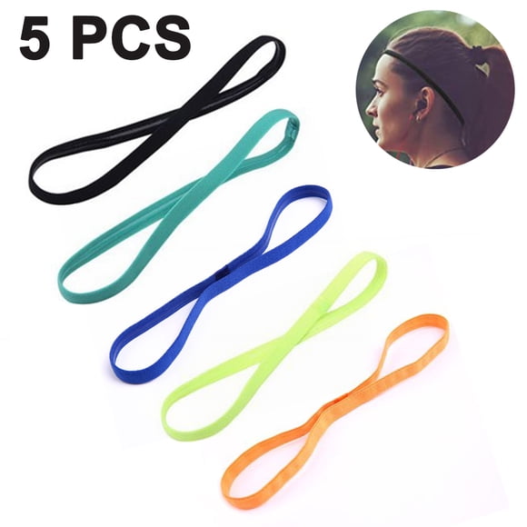 5 Pieces Thick Non-Slip Elastic Sport Headbands, Elastic Silicone Grip Exercise Hair and Sweatbands for Yoga