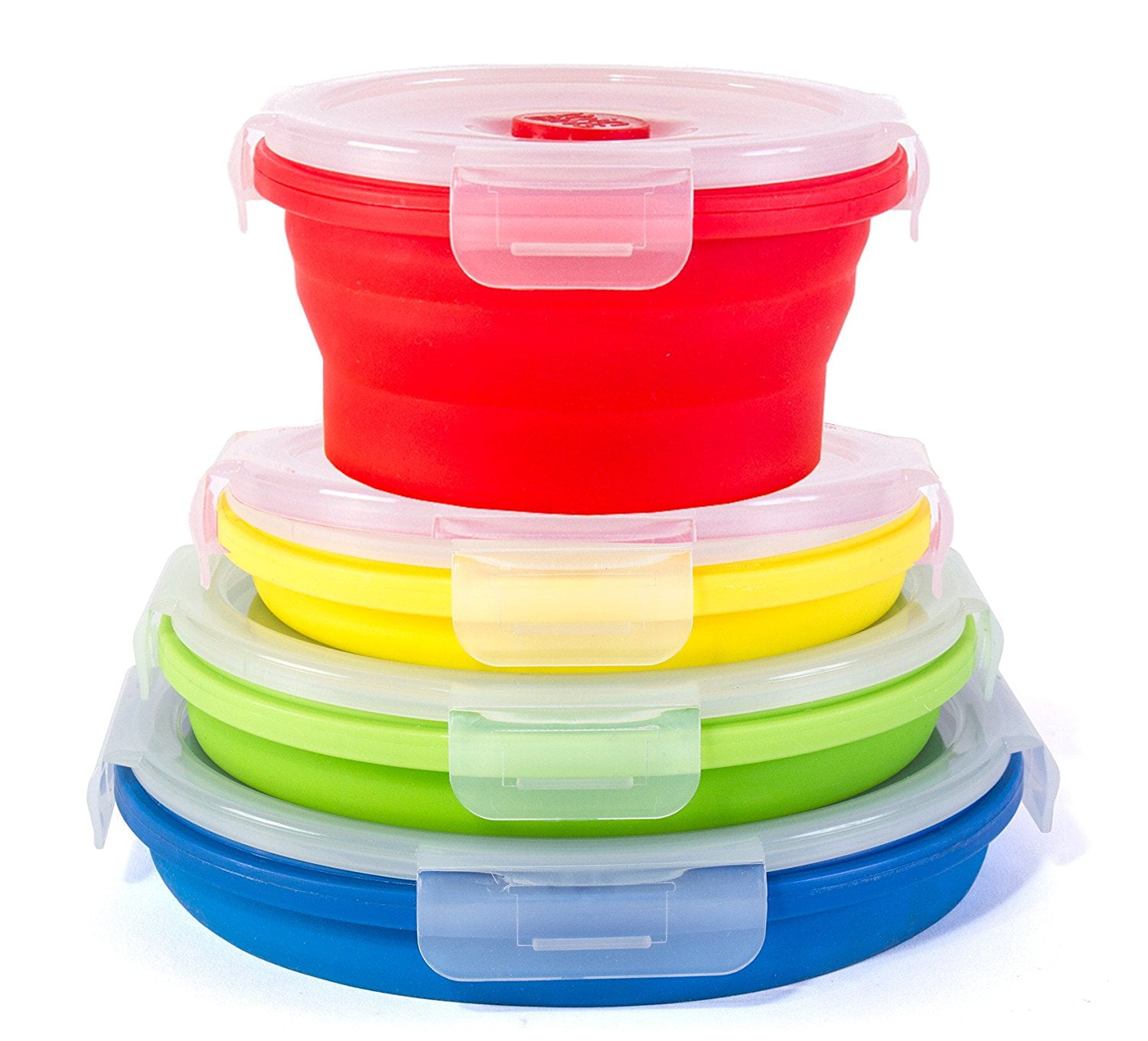 Thin Bins Collapsible Containers Set Of 4 Round Silicone Food Storage Bpa Free Microwave Dishwasher Safe Thin Bins Collapsible Containers Set Of