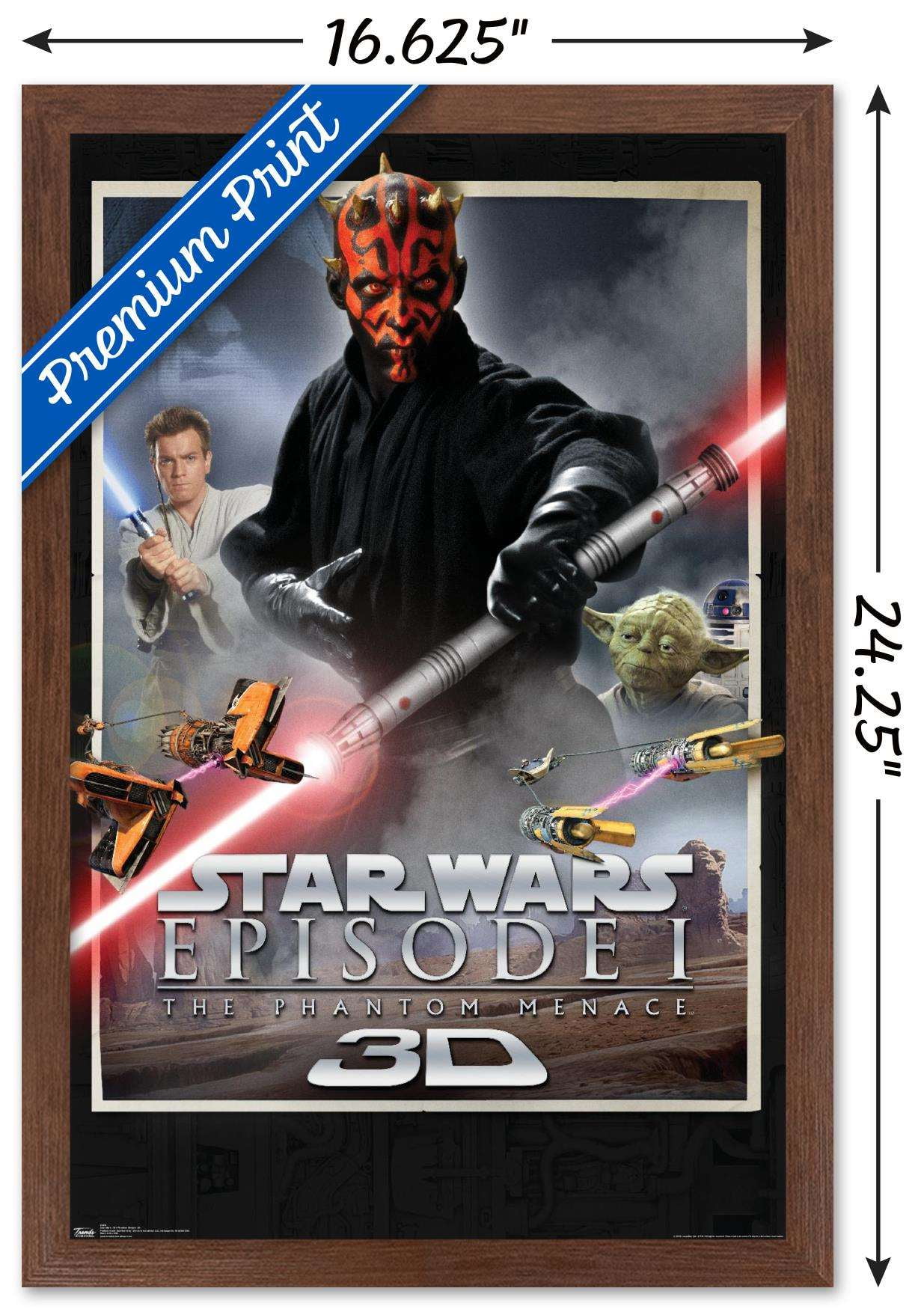 Star Wars: The Phantom Menace - 3D One Sheet Wall Poster, 14.725" x 22.375", Framed
