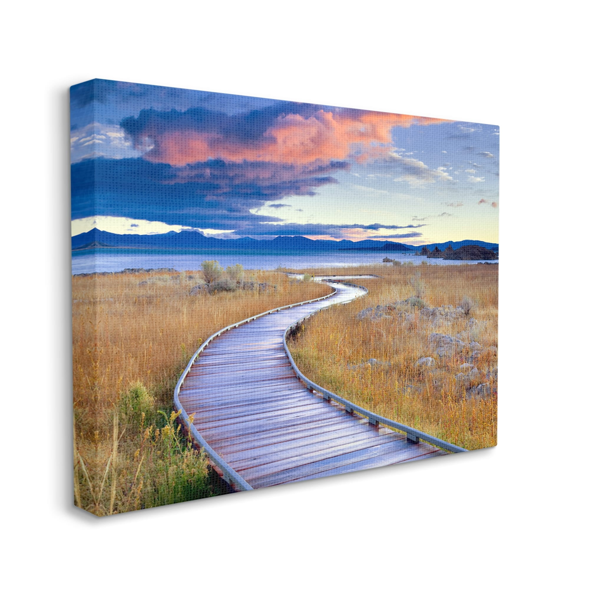 Stupell Industries Coastal Boardwalk Sunset Coastal Photography Gallery Wrapped Canvas Print Wall Art