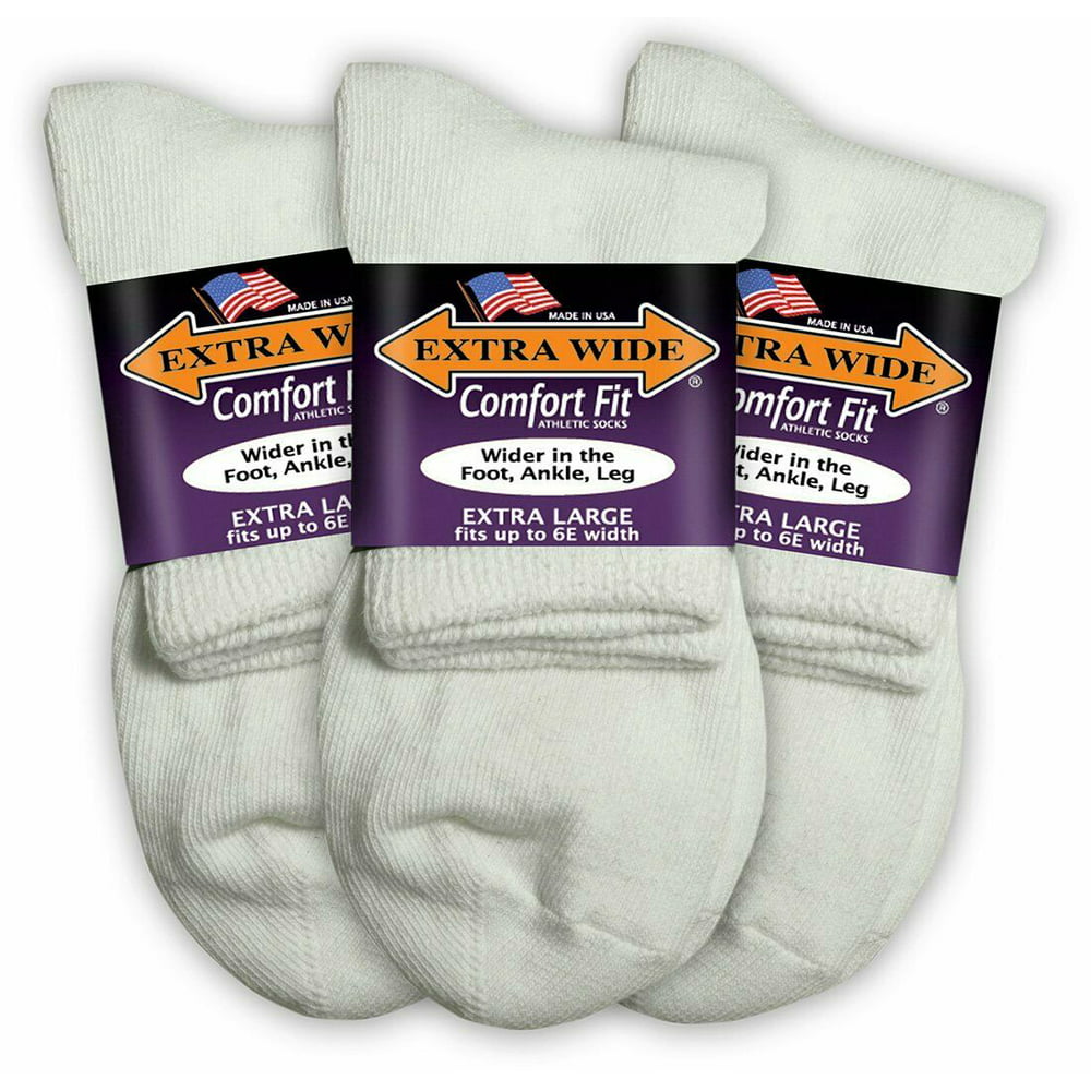 Extra Wide - Athletic Quarter Socks for Men (3 Pack) (16-21 (up to 6E ...