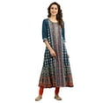 thumbnail image 2 of Round Neck Printed Kurta - Reflecting Pond-XX Large, 2 of 6