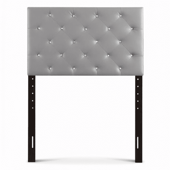 Faux Leather Upholstered Twin Headboard with Adjustable Height - Light Gray