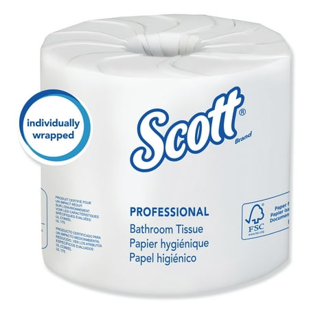 Scott Essential Professional 100% Recycled Fiber Bulk Toilet Paper for Business (13217), 2-PLY Standard Rolls, White, 80 Rolls per Case, 506 Sheets per Roll