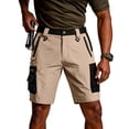 thumbnail image 2 of Dwellite Cargo Short for Men 2026 Outdoor Durable Hiking Shorts Summer Stretch Waist Knee Length Short with Zipper Pockets Khaki M, 2 of 9