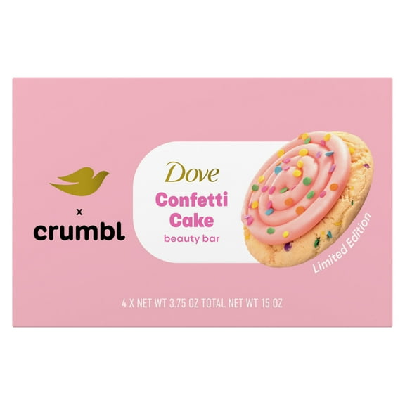 Dove Crumbl Limited Edition Beauty Bar Confetti Cake, 15 oz 4 Bars