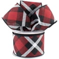 thumbnail image 2 of Diagonal Plaid Wired Christmas Ribbon - 2 1/2 inch x 10 Yards, Red Black and White Plaid, Wreath, 2 of 2