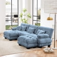 thumbnail image 3 of 133.8" Oversized Couch, 3 Seater Modular Sectional Sofa, Blue Large U Shaped Sectional Couches for Living Room, Fluffy Chenille Fabric Cloud Couch with Ottoman, Deep Seat Sofas, 3 of 14