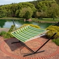 thumbnail image 3 of Sunnydaze 2-Person Quilted Polyester Spreader Bar Hammock with Stand, 400 lb - Melon Stripe, 3 of 6