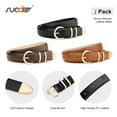 thumbnail image 6 of SUOSDEY Women Leather Belts for Jeans Gold Buckle Ladies Leather Belt 2 Pack, 6 of 8