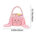 thumbnail image 3 of Easter Bunny Basket Tote Bag Gift Storage Long Ears Design - Fabric Material Adjustable Handle Egg Hunt Essential(Pink), 3 of 6