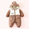thumbnail image 2 of OJSFQUFP Baby Winter Hooded Snowsuit Cute Bear Ear Padded Jumpsuit Color Block Cartoon Print Warm for Boys Girls, 2 of 8