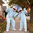 thumbnail image 6 of AHMOMEI Fuzzy Pajamas Big Mouth Monster Teen Onesie with Shoes and Comb Plush Hooded Jumpsuits Funny Pajama Party & Gift(Light Blue, 120), 6 of 7