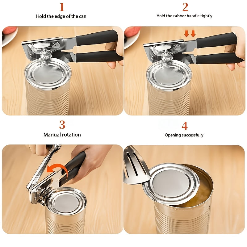 General 1pc Stainless Steel Multi-Function Manual Can Opener, No Electricity Needed, Sharp Durable for Cans Bottles Nuts Snacks, Non-Slip Handle, Safe Kitchen Tool