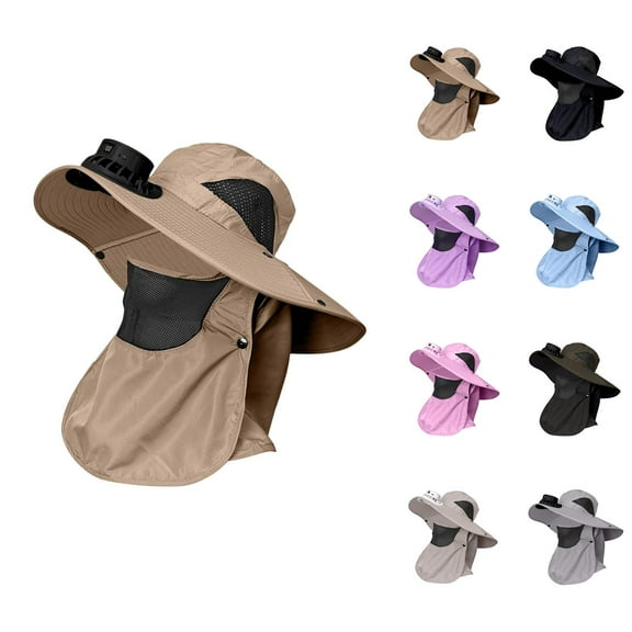 Solar Fan Bucket Hat for Women and Men – Five‑Setting USB   Solar Powered Wide Brim Sun Hat with Face Shield, UV Protection Outdoor Hat for Fishing, Travel